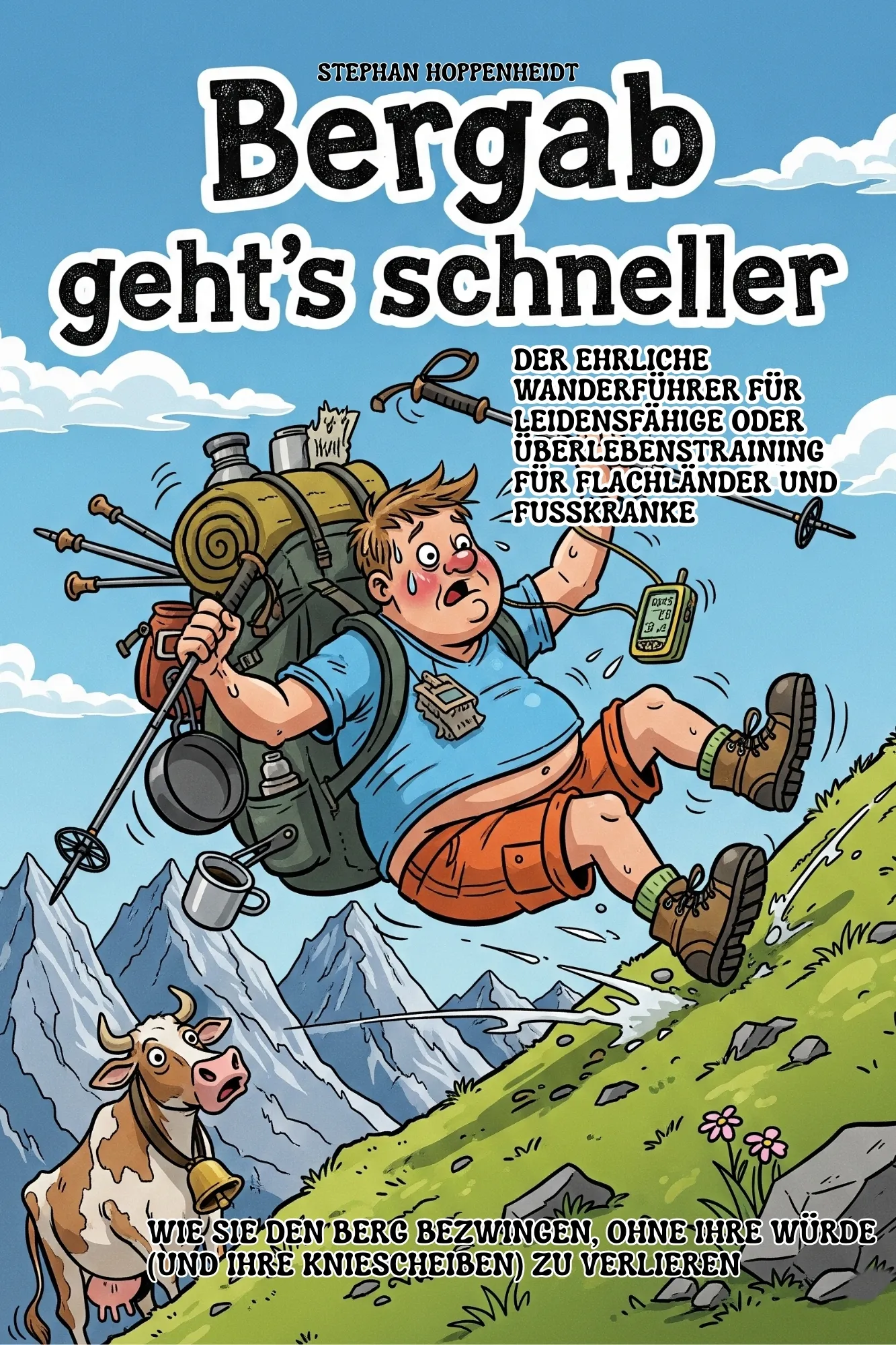 Cover von Bergab geht’s schneller: Der ehrliche Wanderführer für Leidensfähige oder Überlebenstraining für Flachländer und Fußkranke.